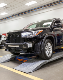Toyota on vehicle lift | Dan Hecht Toyota in Effingham IL